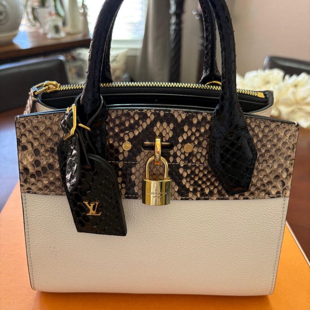 Louis Vuitton Very, Very Rare Mini City Steamer Snakeskin, White & Black